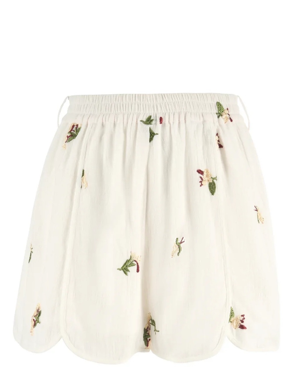Sancia Eymara Ivory Embroidered Lined Pull-On Shorts Size M Resort Luxury - Picture 9 of 14